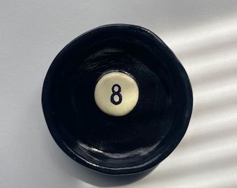 Handmade 8 Ball Trinket Dish: Air Dry Clay Jewelry Holder