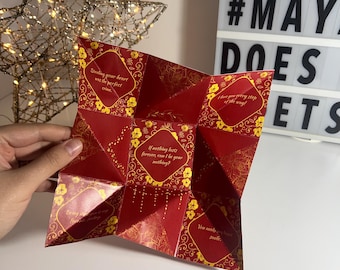 Victorian Puzzle Purse Origami Love Note: DIY Valentine Card (Instant Download