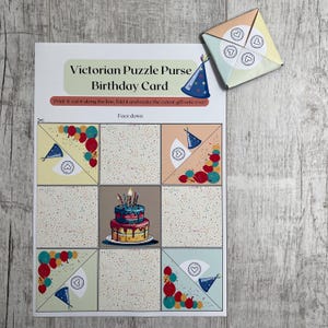 Bolsa de quebra-cabeça vitoriana de feliz aniversário – presente DIY para impressão | Cartão de aniversário exclusivo | Download digital
