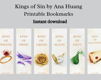 Marcapáginas imprimibles de doble cara "Reyes del Pecado" de Ana Huang, Romance, Descarga Digital