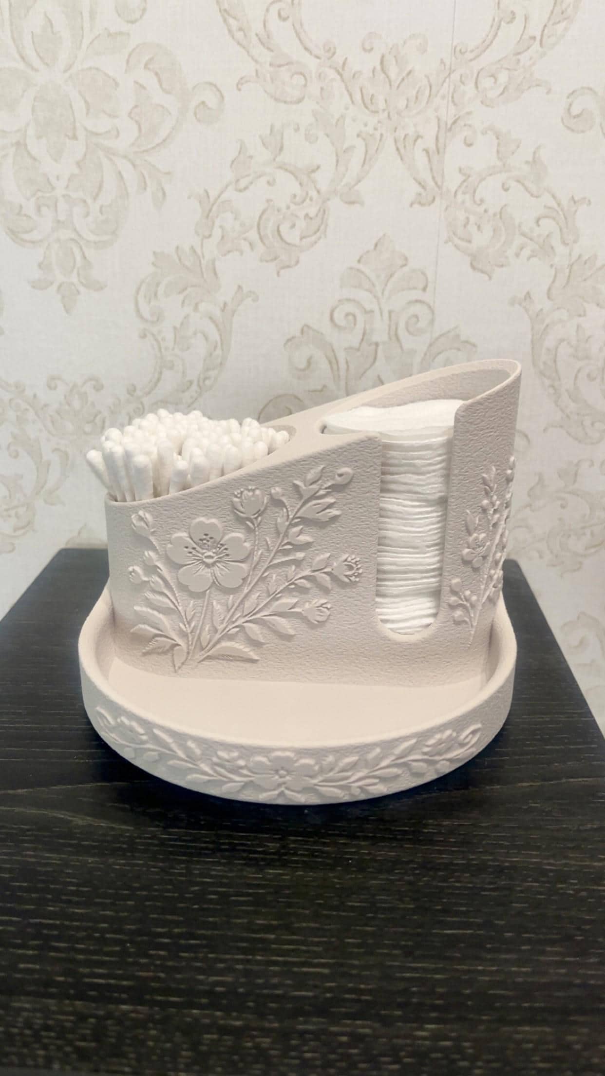 Flower Cotton Pad Holder, Q-Tip Dispenser, Bathroom Vanity Organizer, Modern Home Decor, Unique Gift, Housewarming Gift