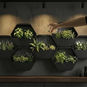 Jardinière murale hexagonale imprimée en 3D, décoration intérieure moderne et minimaliste