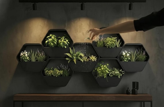 Wall Planter Hexagonal 3D Printed Modern Minimalist Home Decor