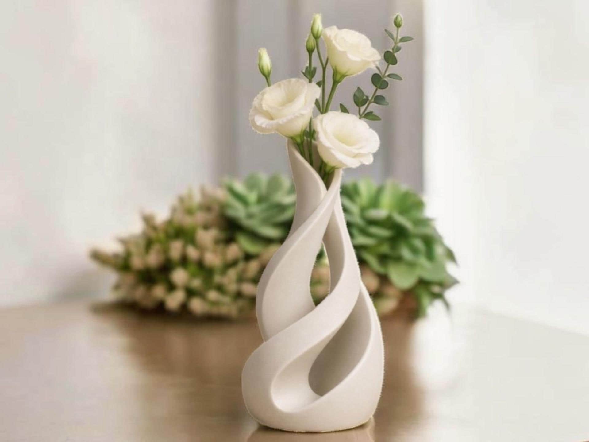 Spiral Vase Modern Geometric 3D Printed