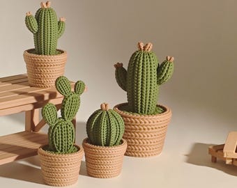 Desk Decor, 3D Printed Knit Cactus, Minimalist Modern Home Decor
