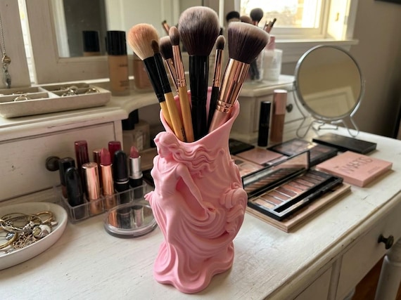 Art Nouveau Brush Vase, Makeup Brush Holder, Vanity Organizer, Elegant Bathroom Decor, Gift for Her