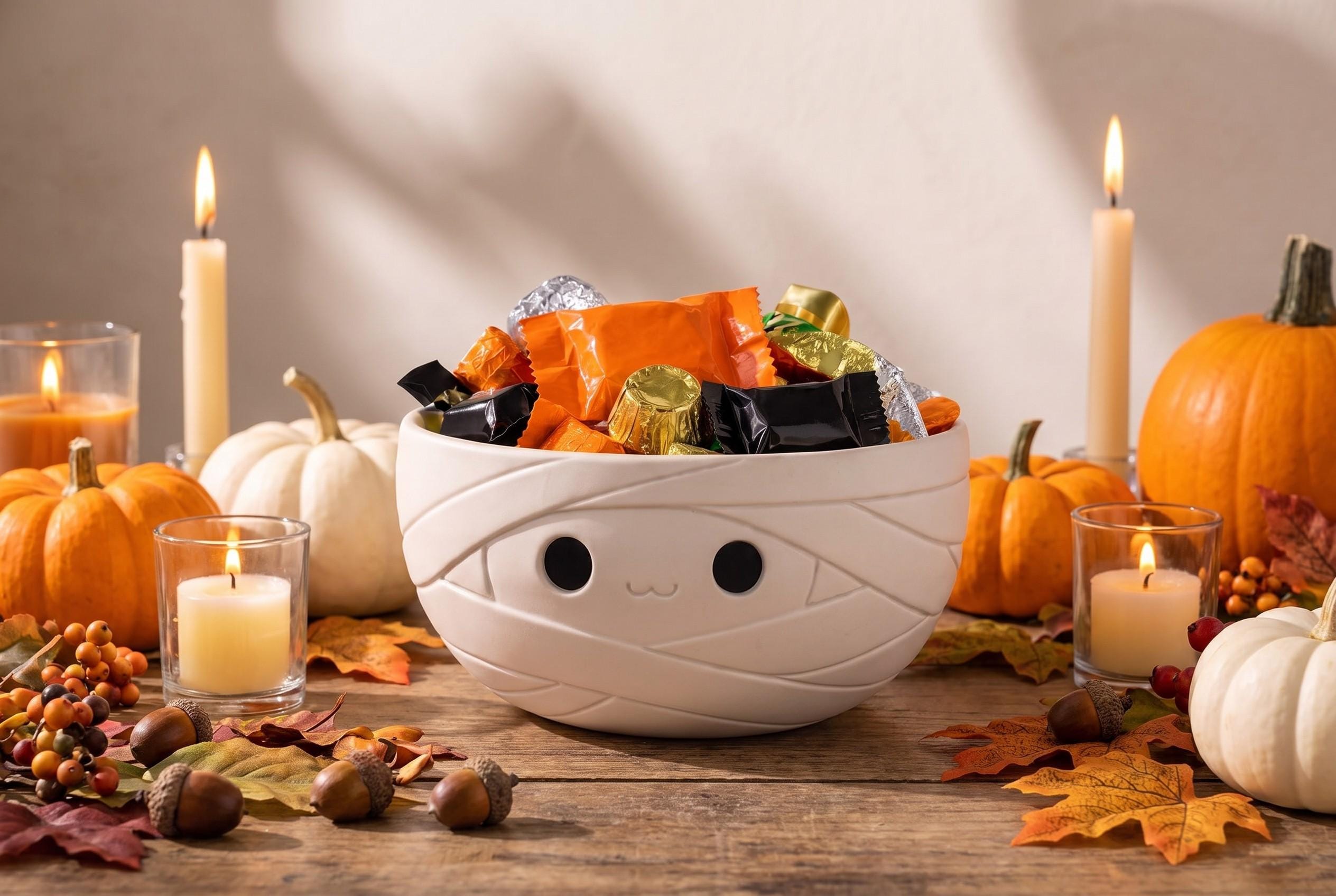 Cute Mummy Candy Bowl, Halloween Decor, Spooky Mummy Treat Bowl, Boo Basket Gift, Halloween Party Decor