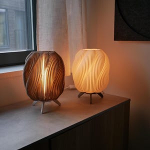 Table Lamp, 3D Printed Swirl Orb, Modern Night Light, Home Decor, Bedroom Desk Decor