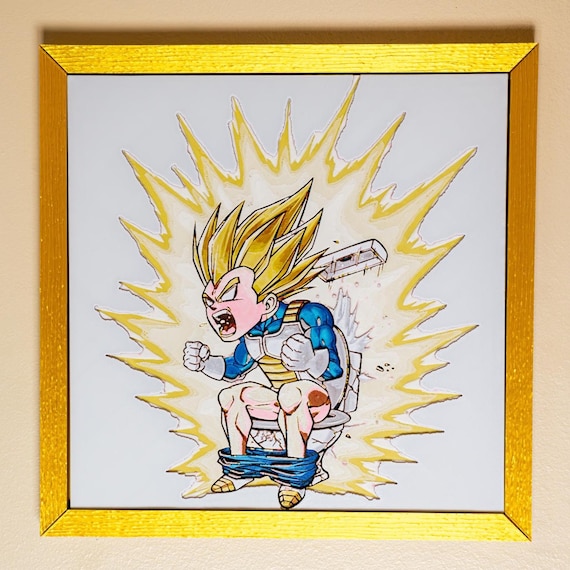 Funny Anime Bathroom Wall Art - Fan Art Filament Painting, Humorous Gift for Him, Man Cave Decor