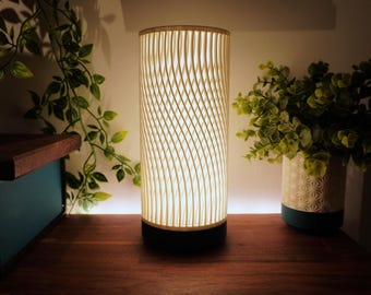 Table Lamp 3D Printed Wave Shade Minimalist Modern