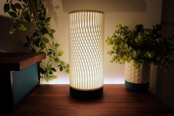 Table Lamp 3D Printed Wave Shade Minimalist Modern