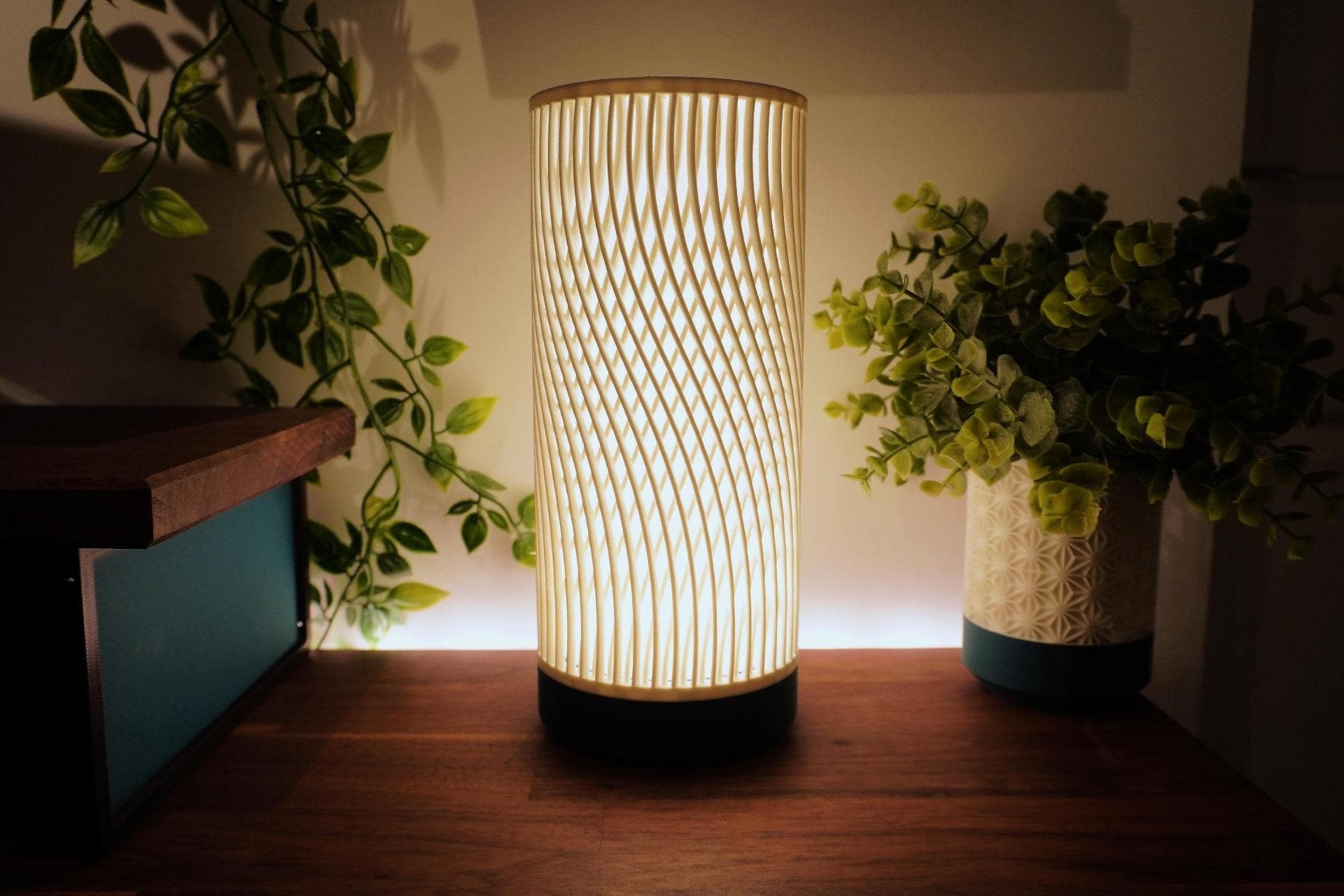 Table Lamp 3D Printed Wave Shade Minimalist Modern