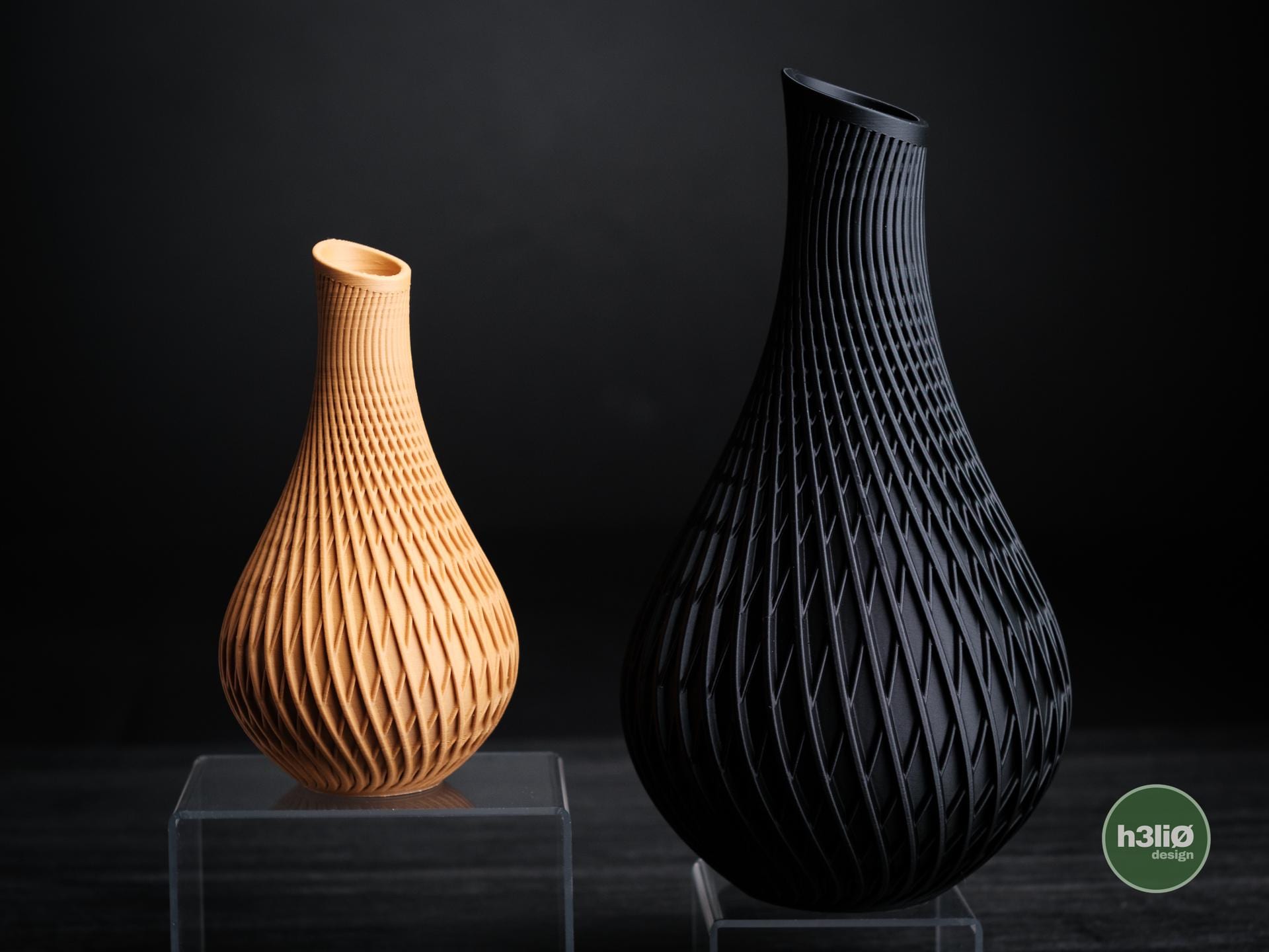 3D Printed Vase, Matte Black Minimalist Modern