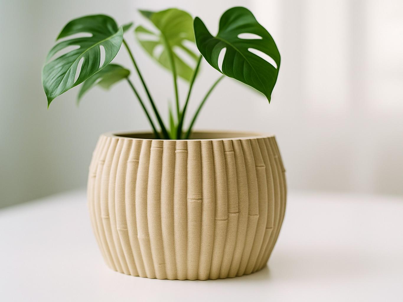 Bamboo Pattern Planter, Botanical Plant Pot, Tropical Home Decor, Indoor Planter, Plant Lover Gift, Unique Gift, Succulent Pot