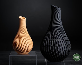 3D Printed Vase, Matte Black Minimalist Modern