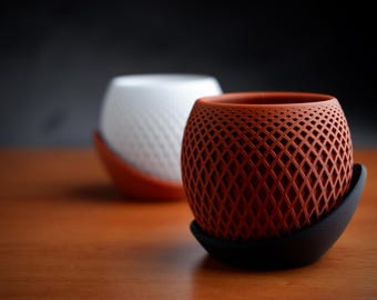 Planter Pot Geometric Wrap Around Plate Modern Minimalist 3D Printed
