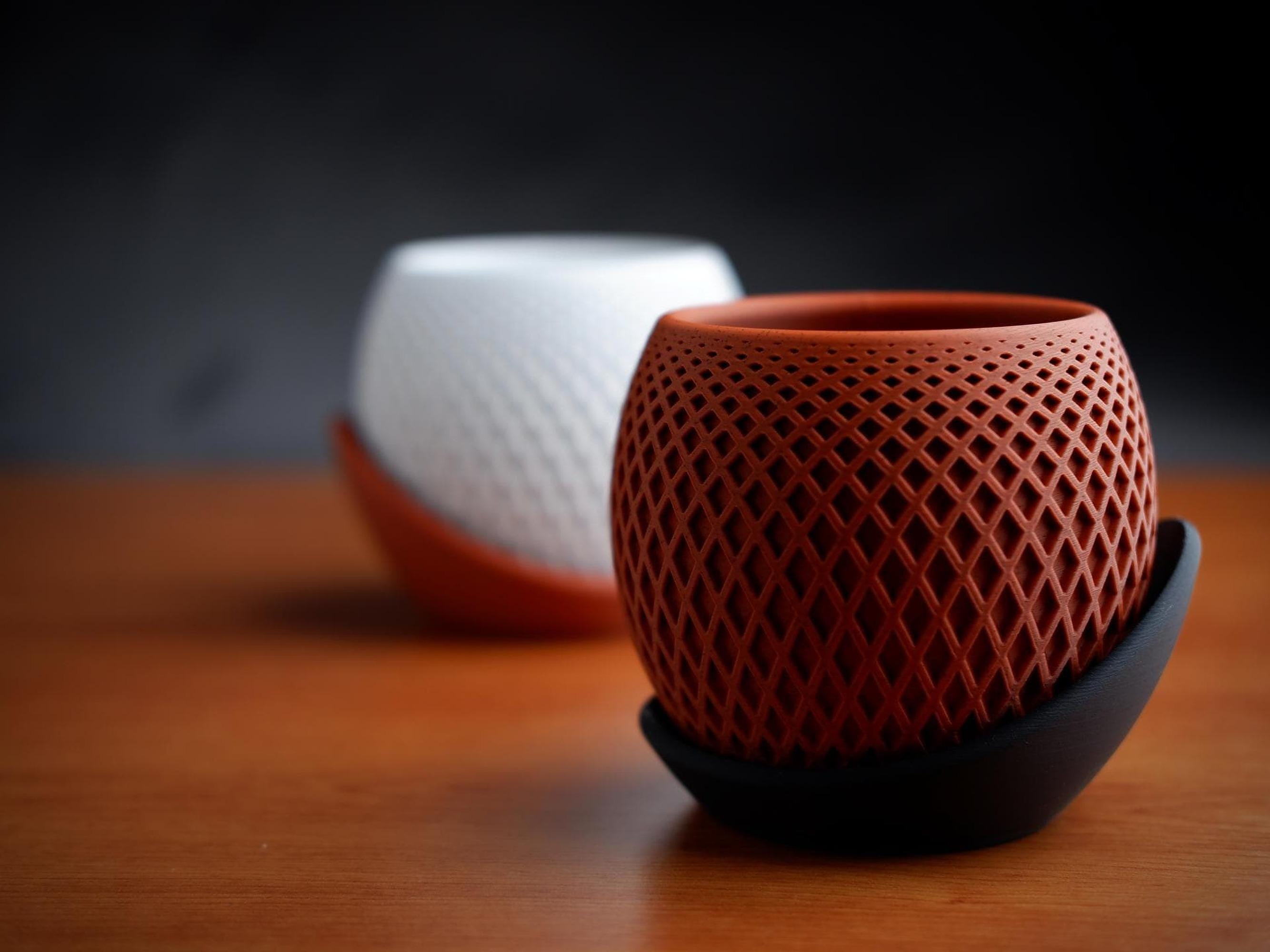 Planter Pot Geometric Wrap Around Plate Modern Minimalist 3D Printed