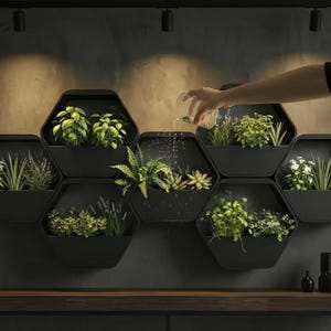 Maceta de goteo lento HexaRain Zen - Arte de pared moderno impreso en 3D