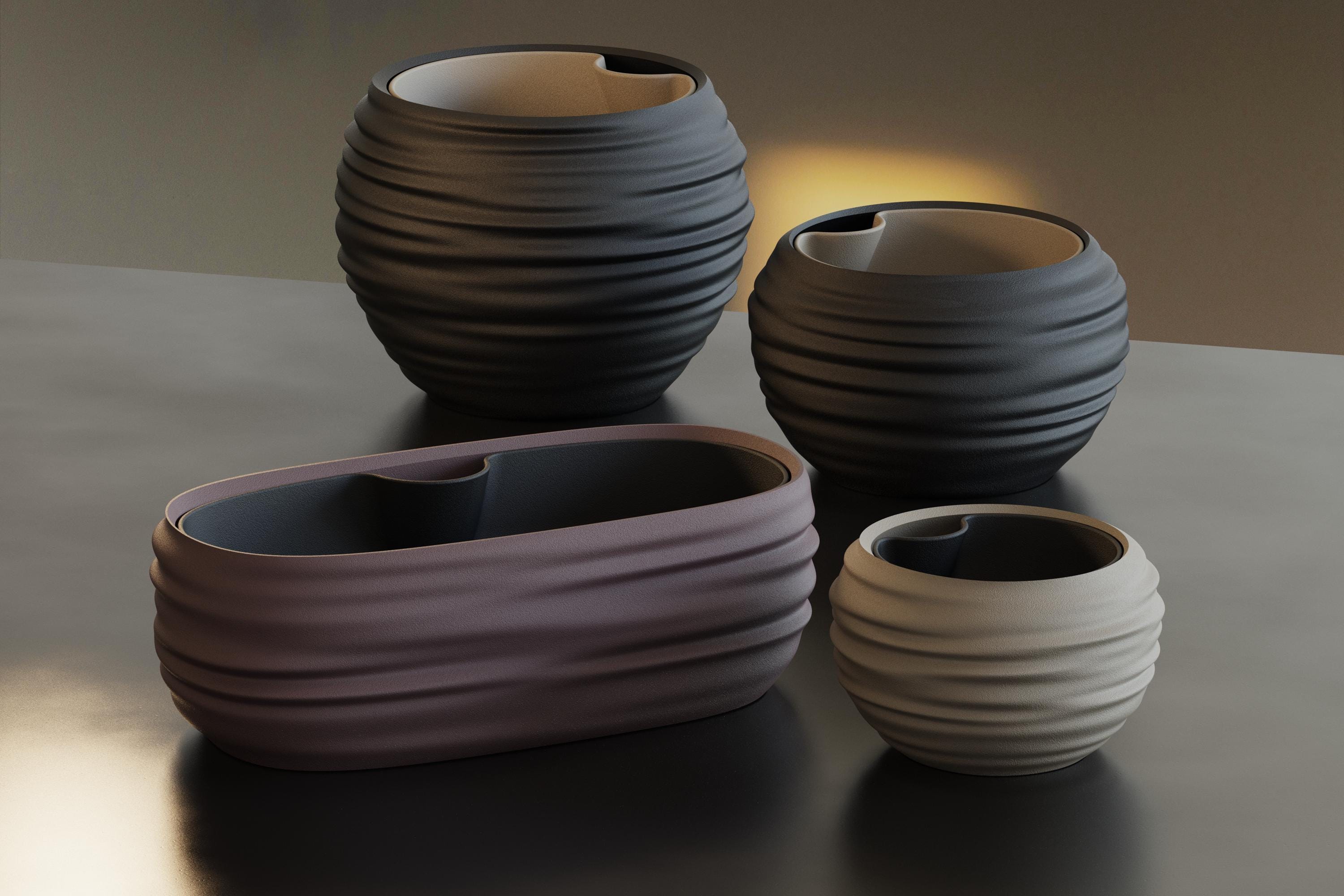 Self Watering Pot, Japandi Wabi Sabi Matte 3D Printed Planter