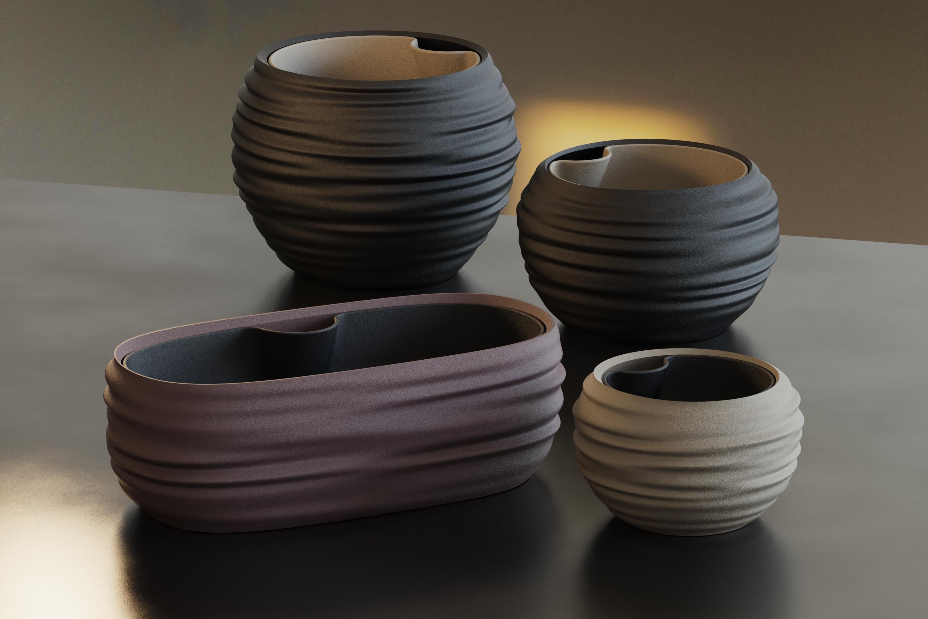 Self Watering Pot, 3D Printed Planter, Japandi Succulent Pot