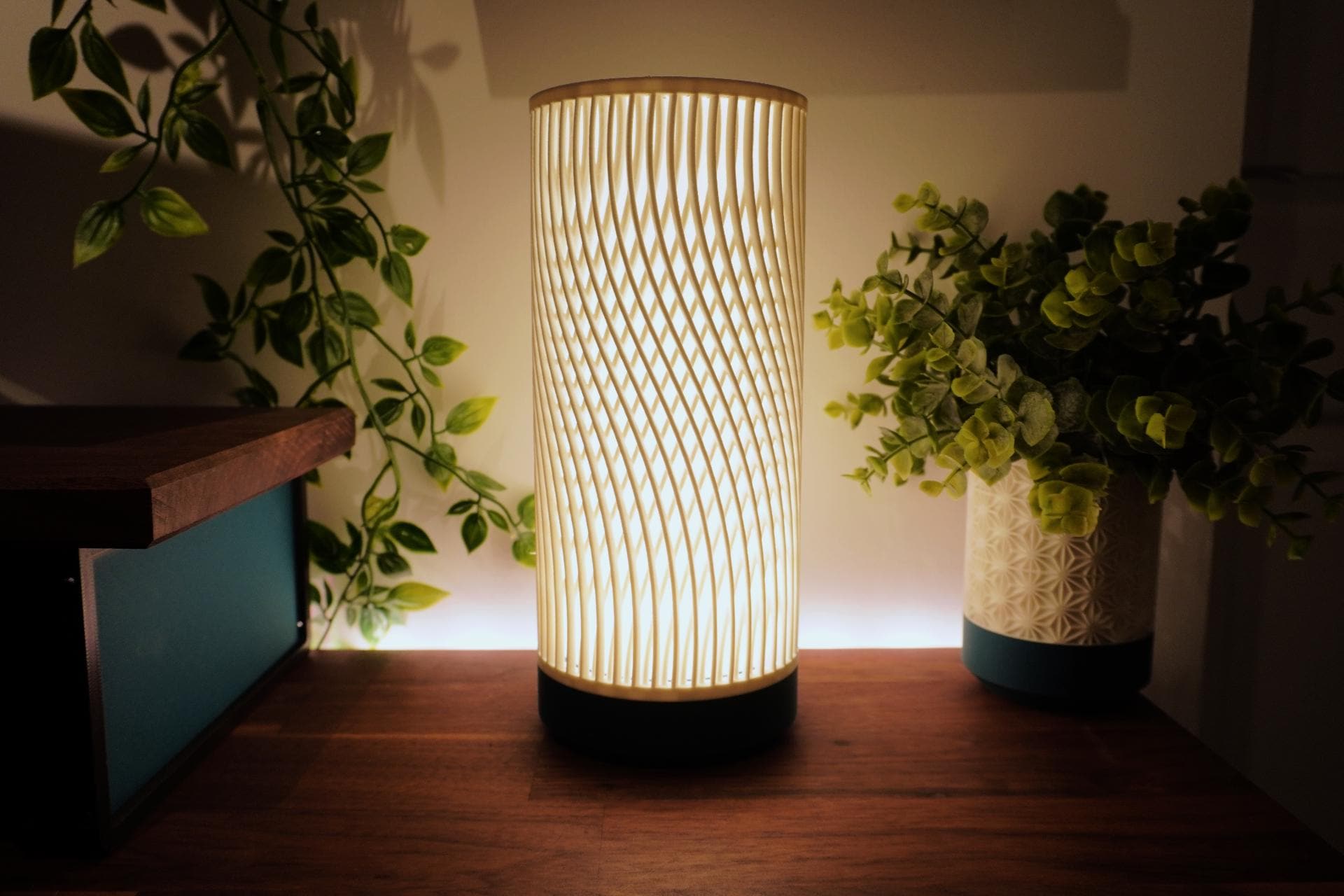 Table Lamp 3D Printed Wave Shade Minimalist Modern