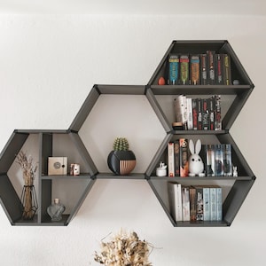 Hex Shelf – Modular 3D Printed Wall System, Minimalist PLA Home Decor