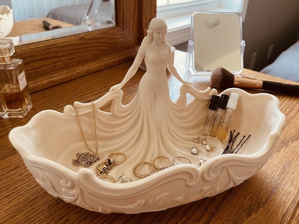 Art Nouveau Figural Bowl, Vanity Catchall Tray, Elegant Home Decor, Jewelry Dish, Gift for Her
