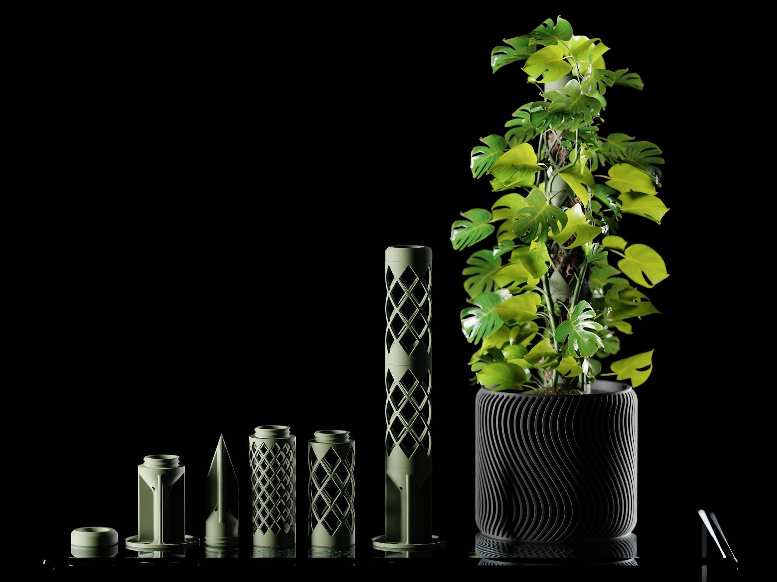 Moss Pole, 3D Printed Modular Tower, Minimalist Planter