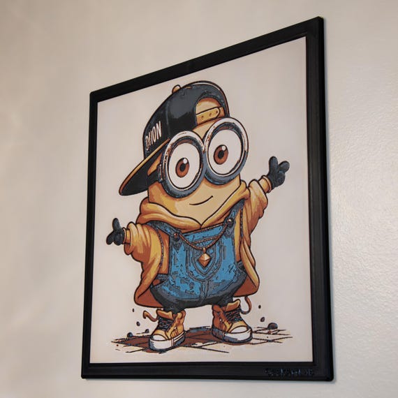 Rock Music Cartoon Wall Art - Fan Art Filament Painting, Funny Gift for Him, Music Room Decor