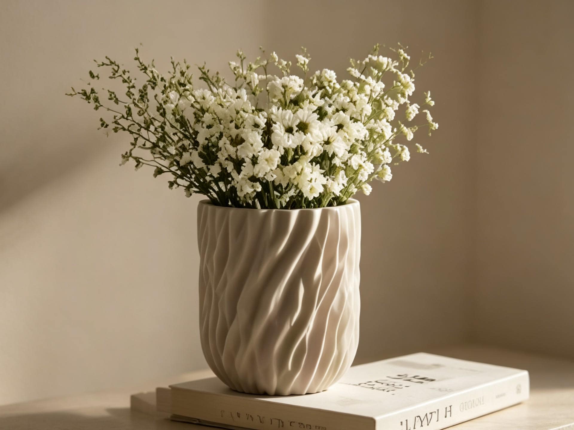 Wave Pattern Ceramic Style Planter, Textured Plant Pot, Modern Home Decor, Minimalist Indoor Planter, Unique Gift