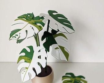 Plant Coasters, Minimalist Monstera Leaf Design, 3D Printed Set of 6