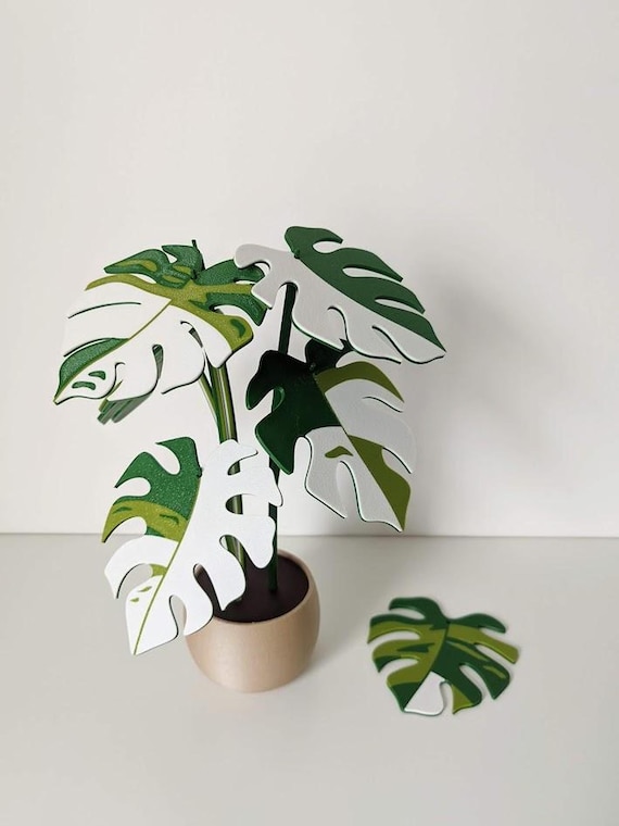 Plant Coasters, Minimalist Monstera Leaf Design, 3D Printed Set of 6