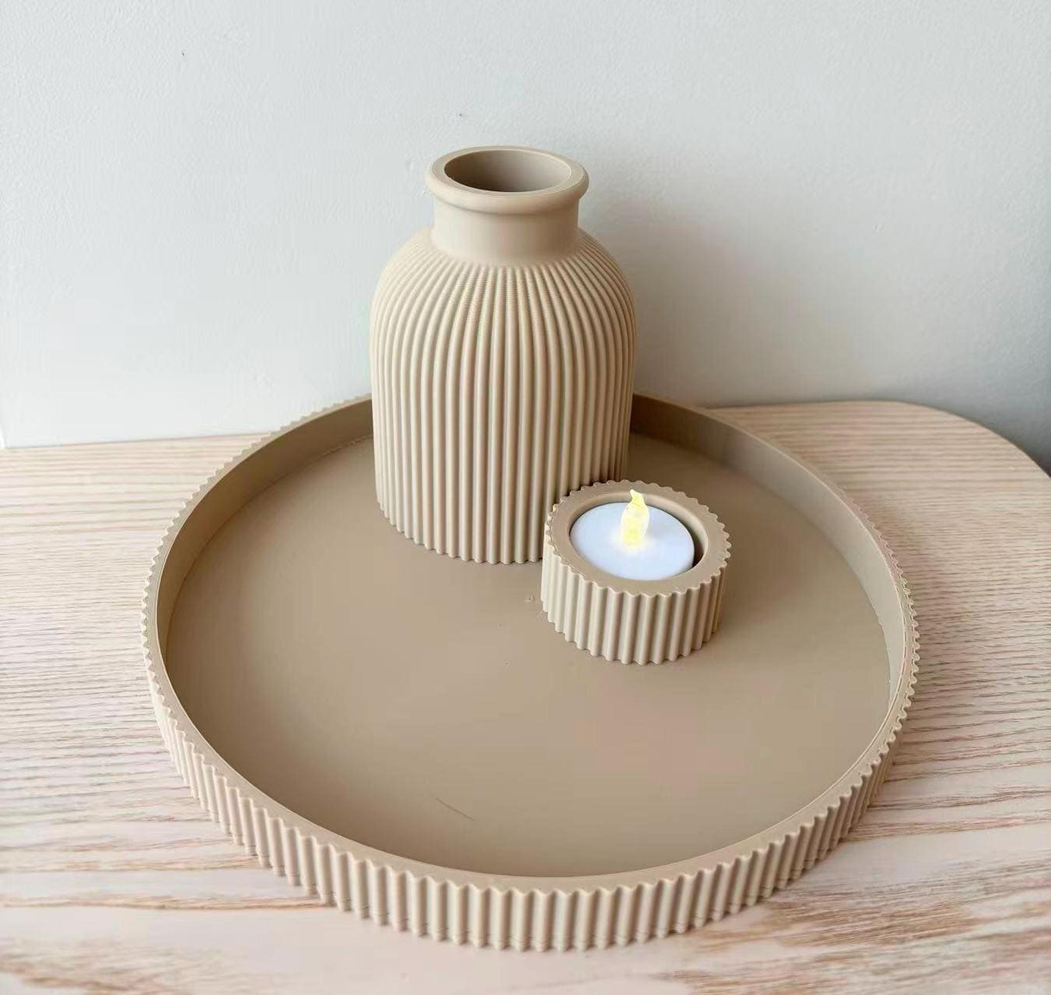 Wabi Sabi Decor Set, 3D Printed Minimalist Japanese Art, Matte Finish