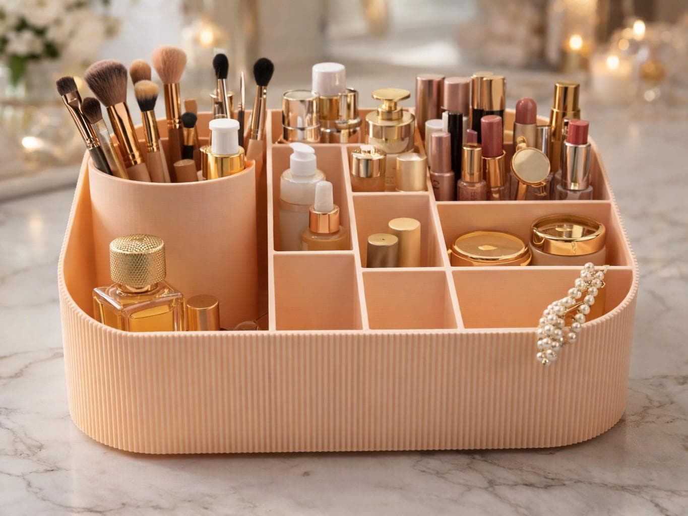 Stackable Cosmetic Organizer, Beauty Storage System, Modern Vanity Tray, Desk Organizer, Home Decor, Unique Gift