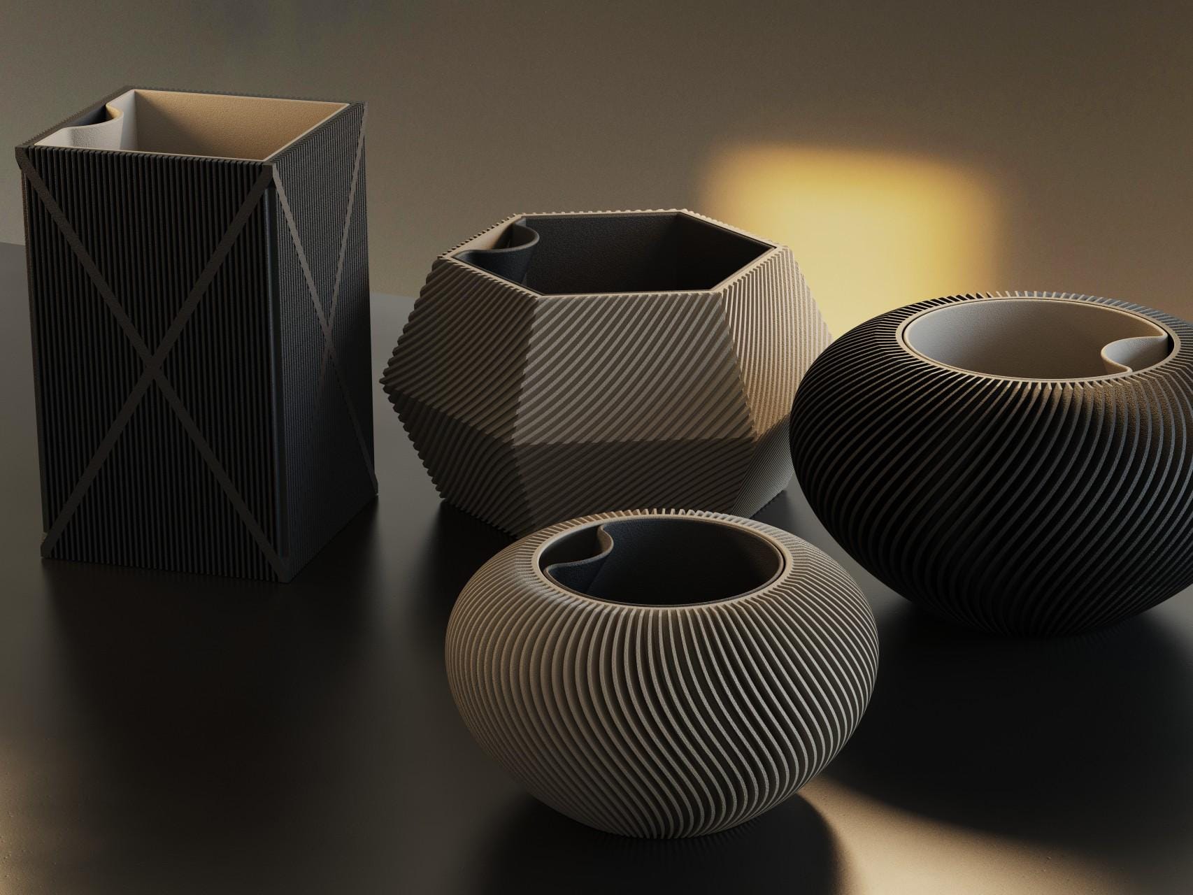Modern Self-Watering Planter Set of 4, Small Plant Pots Collection, Desk Planter Set, Home Decor, Unique Gift