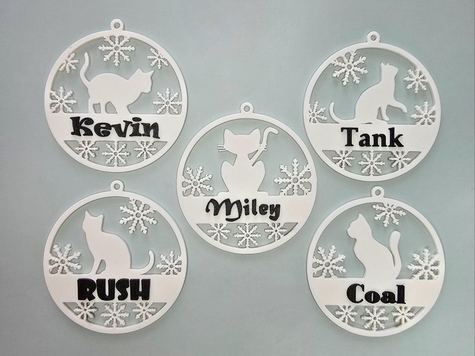 Personalized Cat Christmas Ornament, Custom Pet Ornament, Cat Lover Gift, Holiday Decor, Christmas Tree, Stocking Stuffer