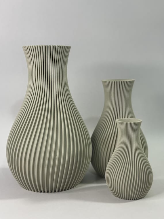 Modern Japandi Vase Minimalist Ceramic Look Matte Finish 3D Printed