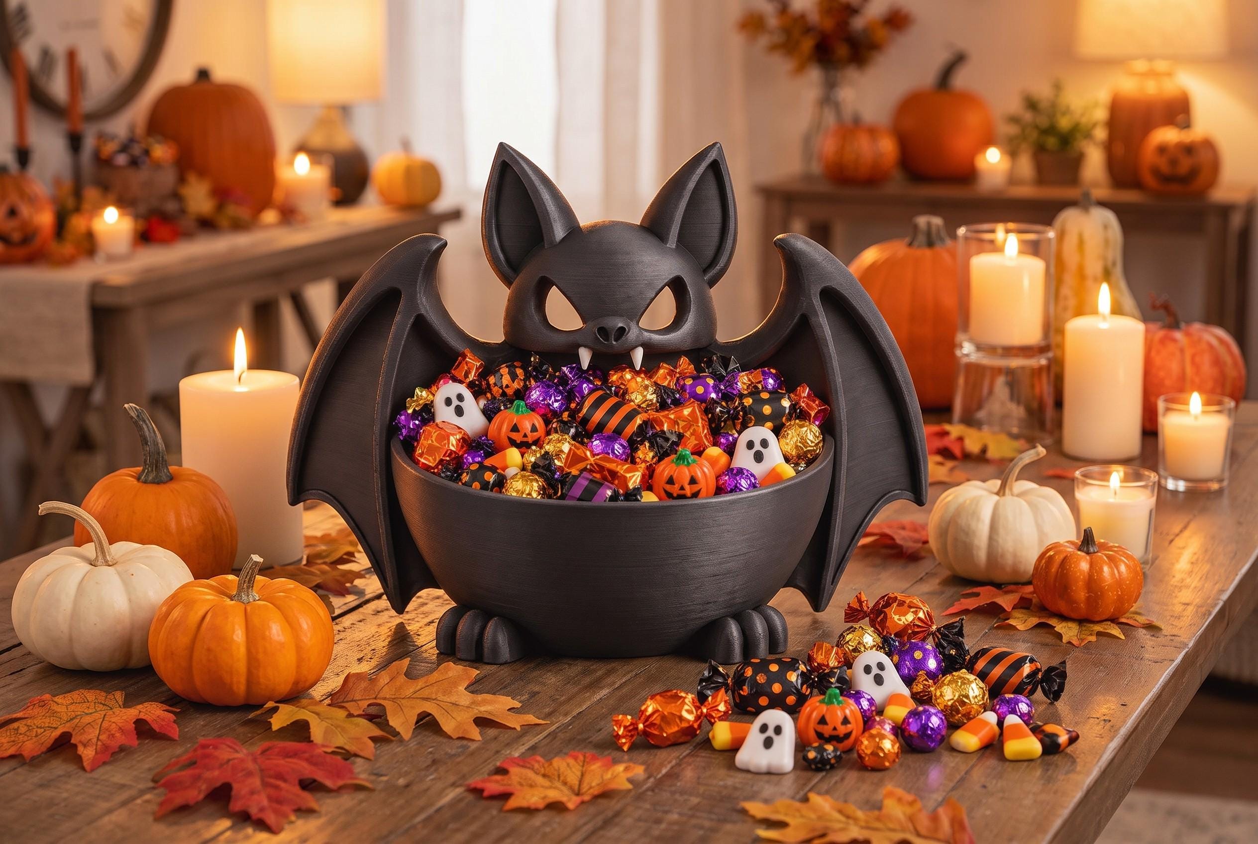 Bat Candy Bowl, Halloween Decor, Gothic Bat Treat Bowl, Spooky Table Centerpiece, Halloween Party Gift