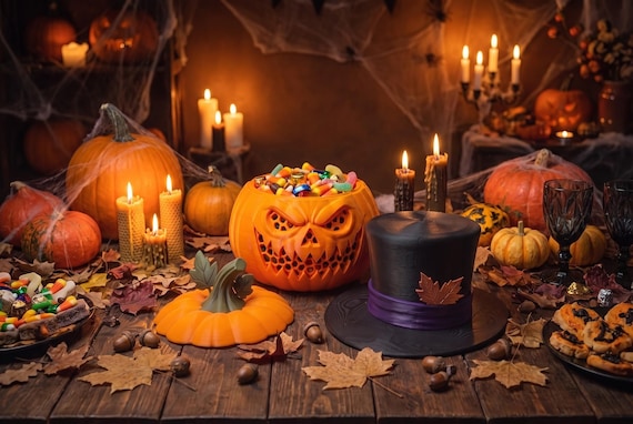 Jack O Lantern Candy Jar with Lid, Pumpkin Halloween Decor, Fall Pumpkin Decor, Lidded Treat Bowl, Party Gift