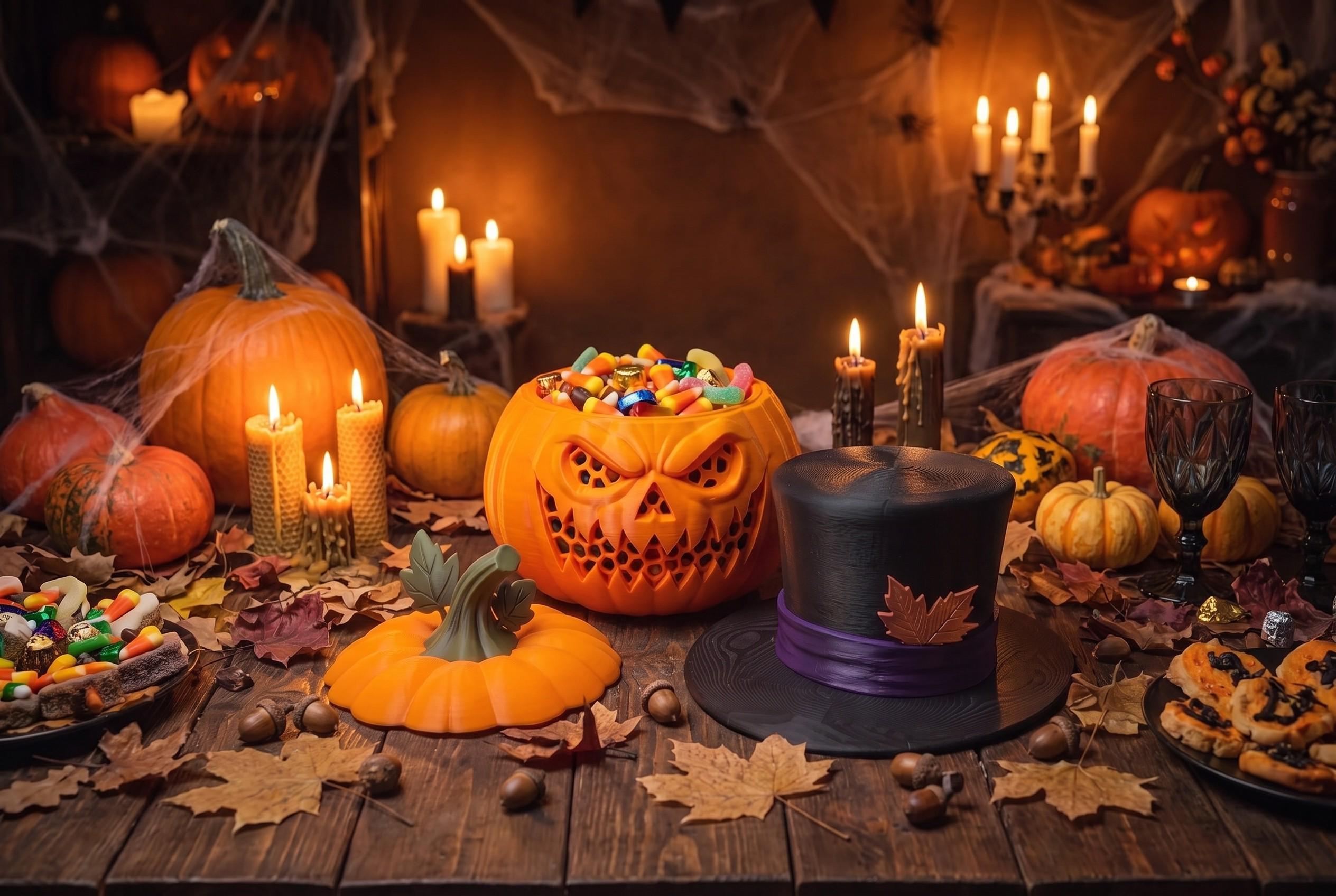 Jack O Lantern Candy Jar with Lid, Pumpkin Halloween Decor, Fall Pumpkin Decor, Lidded Treat Bowl, Party Gift