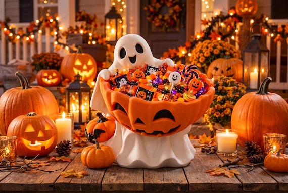 Boo Ghost Candy Bowl, Halloween Decor, Cute Ghost Treat Bowl, Boo Basket Gift, Spooky Season Party Decor
