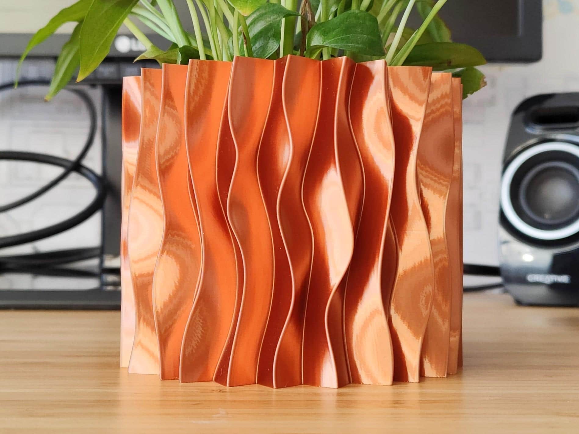 Parametric Wave Planter, Textured Plant Pot, Modern Home Decor, Artisan Planter, Indoor Planter, Unique Gift