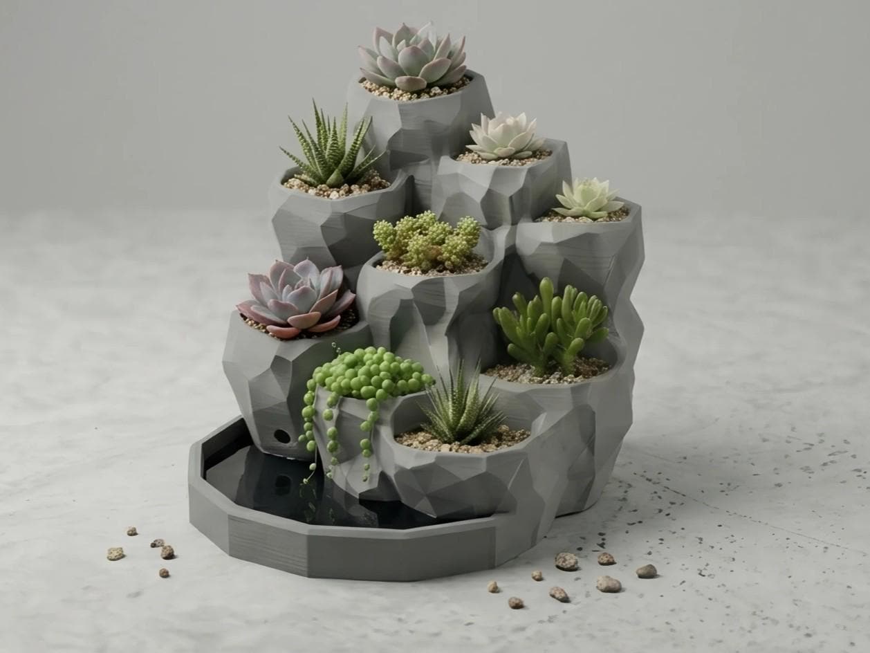 Succulent Planter with Drainage, Modern Plant Pot, Minimalist Succulent Display, Home Decor, Unique Gift, Plant Lover Gift