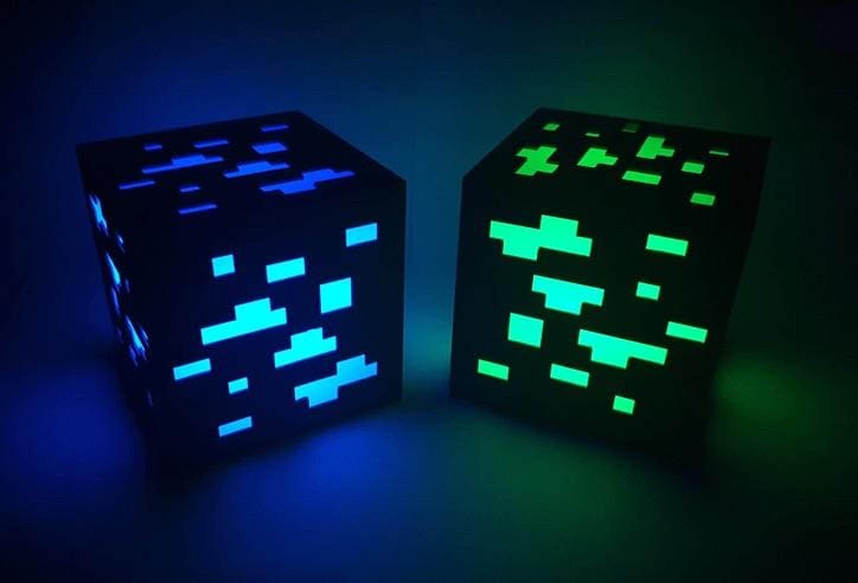 Table Lamp, 3D Printed Cube, Pixel Ore Design, Tealight, Geometric, Modern Decor