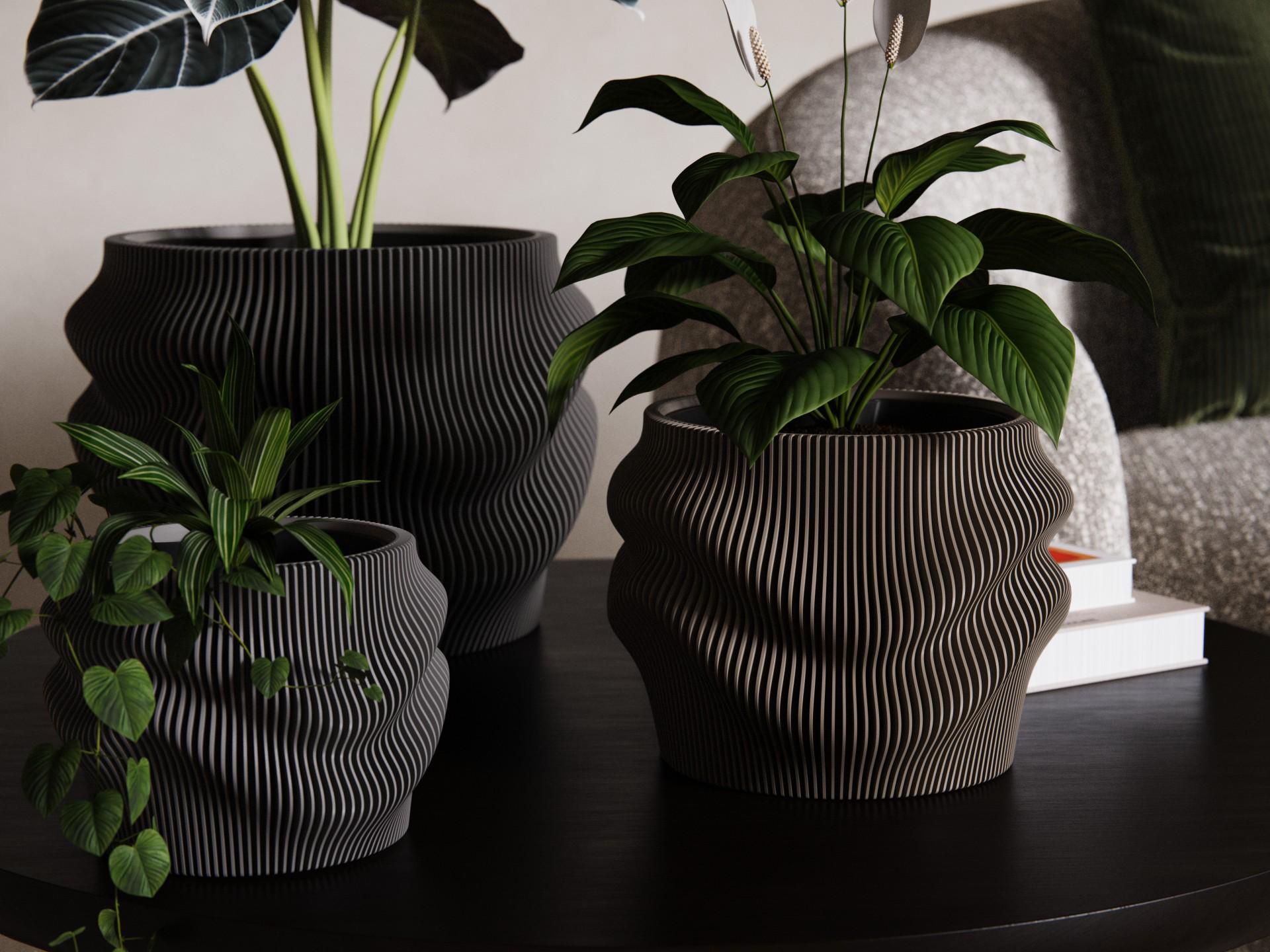 Nordic Wave Planter Set, Self-Watering Flower Pot, Modern Home Decor, Plant Lover Gift, Unique Gift, Housewarming Gift