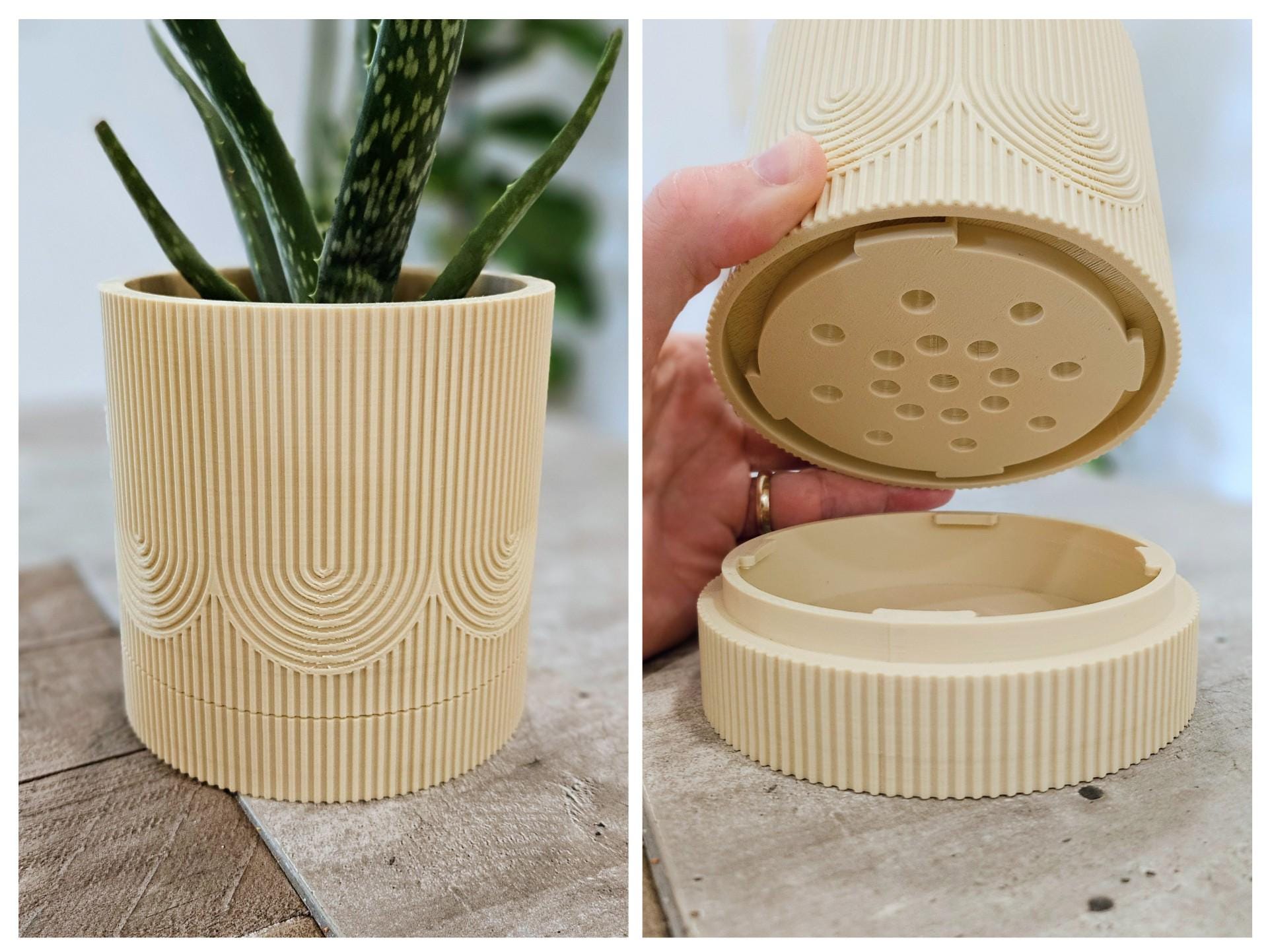 Boho Planter with Hidden Drip Tray, Bohemian Plant Pot, Modern Home Decor, Indoor Planter, Unique Gift, Housewarming Gift
