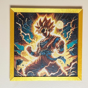 Super Saiyan Goku w ogniu - Anime Art | Malowanie 3D Filament