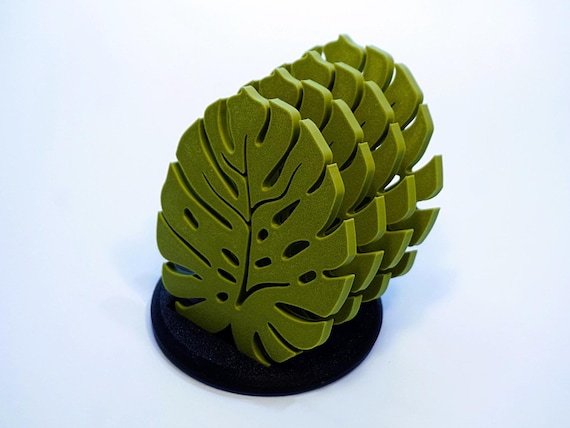 Monstera Coaster Set, 6 Plant Leaf Coasters, 3D Printed Home Decor