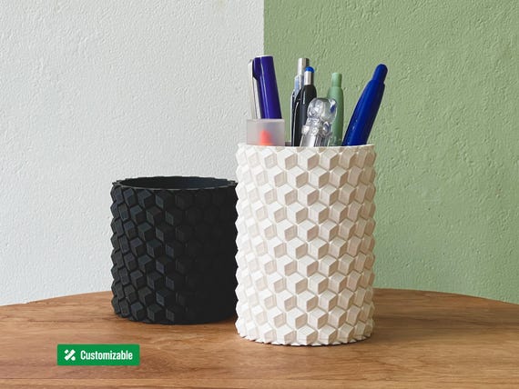 Honeycomb Pencil Holder - Geometric Desk Organizer, Modern Office Decor, Unique Gift for Him, Perfect Workspace Accessory