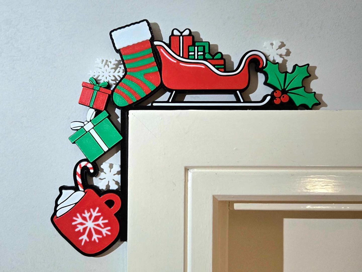 Sleigh Christmas Door Decor, Holiday Door Hanger, Winter Ornament, Christmas Gift, Stocking Stuffer, Ornament Gift